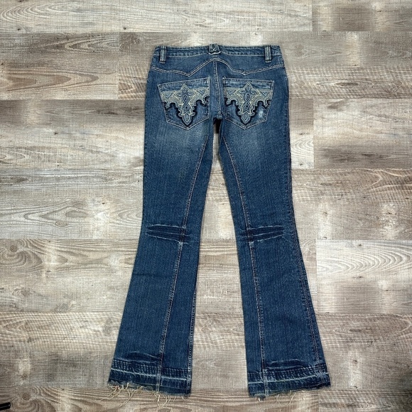 VTG Y2K Antik Denim Women’s Sz 30 Embroidered Flare Leg Western Low Rise Jeans - Picture 1 of 15